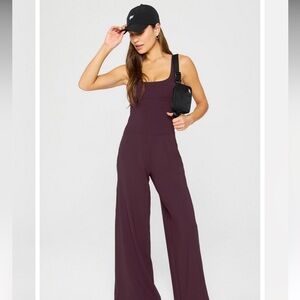 Fabletics PureLuxe Wide Leg Oxblood Burgundy Jumpsuit NWT size M reg